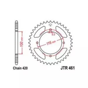 Kettenrad hinten Stahl JT JTR461.47, 47 Zähne Teilung 420