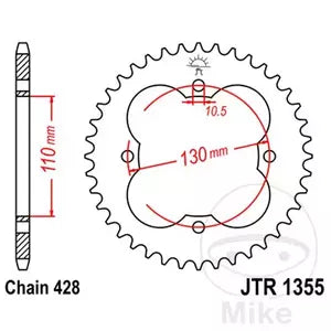 Kettenrad hinten Stahl JT JTR1355.48, 48 Zähne Teilung 428