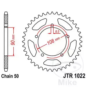 Kettenrad hinten Stahl JT JTR1022.40, 40 Zähne Teilung 530