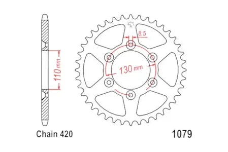 Kettenrad hinten Stahl JT JTR1079.53, 53 Zähne Teilung 520