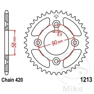 Kettenrad hinten Stahl JT JTR1213.37, 37 Zähne Teilung 420