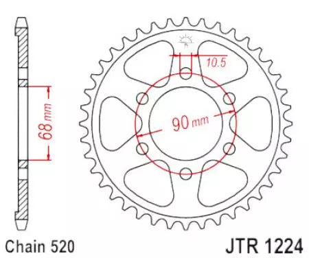 Kettenrad hinten Stahl JT JTR1224.36, 36 Zähne Teilung 520