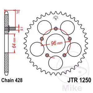 Kettenrad hinten Stahl JT JTR1250.56, 56 Zähne Teilung 428