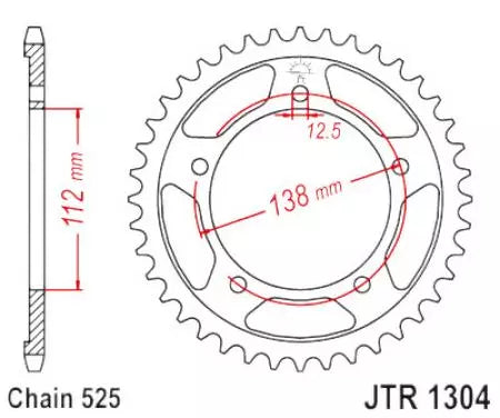 Kettenrad hinten Stahl JT JTR1304.42ZBK, 42 Zähne Teilung 525 schwarz