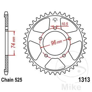 Kettenrad hinten Stahl JT JTR1313.42, 42 Zähne Teilung 525