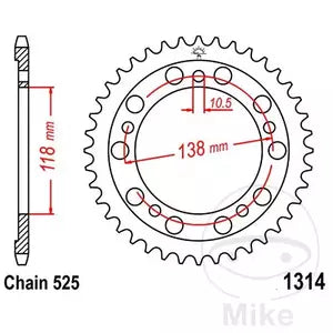 Kettenrad hinten Stahl JT JTR1314.39, 39 Zähne Teilung 525