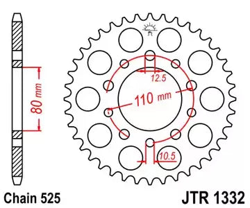 Kettenrad hinten Stahl JT JTR1332.47, 47 Zähne Teilung 525