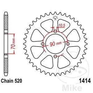 Kettenrad hinten Stahl JT JTR1414.41, 41 Zähne Teilung 520