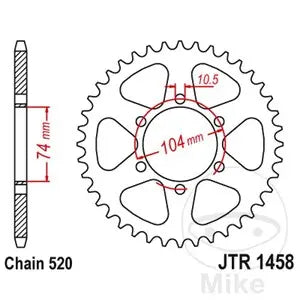 Kettenrad hinten Stahl JT JTR1458.40, 40 Zähne Teilung 520