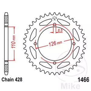 Kettenrad hinten Stahl JT JTR1466.44, 44 Zähne Teilung 428