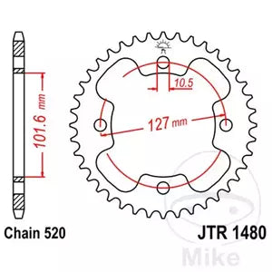 Kettenrad hinten Stahl JT JTR1480.38, 38 Zähne Teilung 520