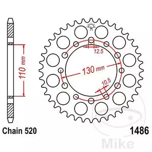 Kettenrad hinten Stahl JT JTR1486.44, 44 Zähne Teilung 520