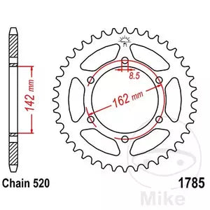 Kettenrad hinten Stahl JT JTR1785.48, 48 Zähne Teilung 520