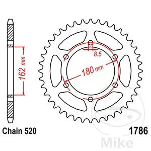 Kettenrad hinten Stahl JT JTR1786.46, 46 Zähne Teilung 520