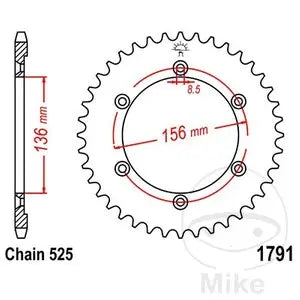 Kettenrad hinten Stahl JT JTR1791.48, 48 Zähne Teilung 525