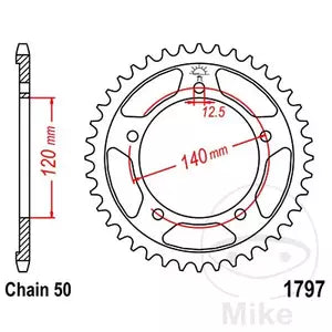 Kettenrad hinten Stahl JT JTR1797.43, 43 Zähne Teilung 530