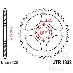 Kettenrad hinten Stahl JT JTR1832.52, 52 Zähne Teilung 420