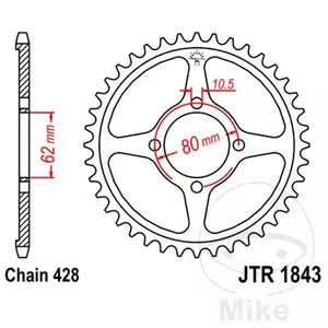 Kettenrad hinten Stahl JT JTR1843.54, 54 Zähne Teilung 428