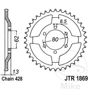 Kettenrad hinten Stahl JT JTR1869.45, 45 Zähne Teilung 428