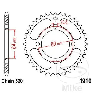 Kettenrad hinten Stahl JT JTR1910.36, 36 Zähne Teilung 520