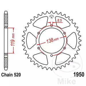 Kettenrad hinten Stahl JT JTR1950.48, 48 Zähne Teilung 520