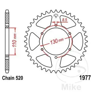 Kettenrad hinten Stahl JT JTR1977.45, 45 Zähne Teilung 520