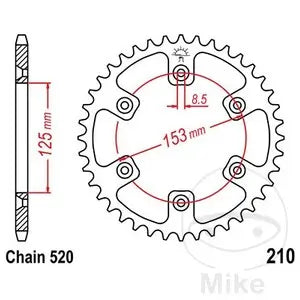 Kettenrad hinten Stahl JT JTR210.38, 38 Zähne Teilung 520