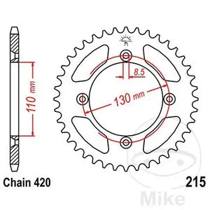 Kettenrad hinten Stahl JT JTR215.49, 49 Zähne Teilung 420