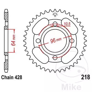 Kettenrad hinten Stahl JT JTR218.44, 44 Zähne Teilung 428