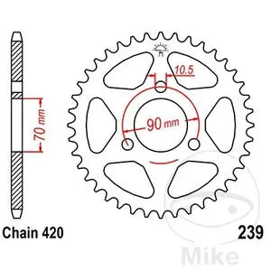Kettenrad hinten Stahl JT JTR239.44, 44 Zähne Teilung 420