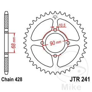 Kettenrad hinten Stahl JT JTR241.53, 53 Zähne Teilung 428