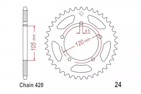 Kettenrad hinten Stahl JT JTR24.50, 50 Zähne Teilung 420