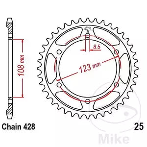Kettenrad hinten Stahl JT JTR25.60, 60 Zähne Teilung 428
