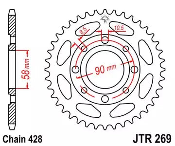 Kettenrad hinten Stahl JT JTR269.52, 52 Zähne Teilung 428