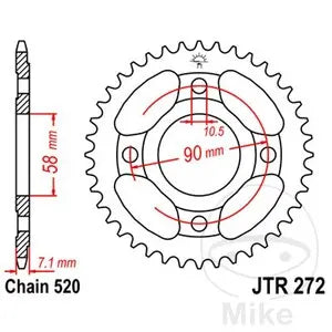 Kettenrad hinten Stahl JT JTR272.31, 31 Zähne Teilung 520