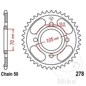 Kettenrad hinten Stahl JT JTR278.36, 36 Zähne Teilung 530
