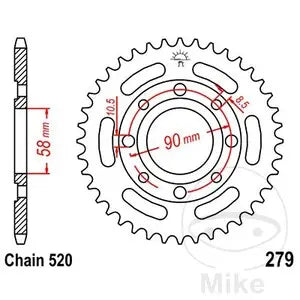 Kettenrad hinten Stahl JT JTR279.30, 30 Zähne Teilung 520