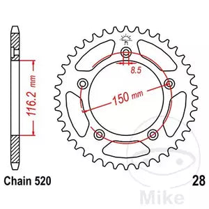 Kettenrad hinten Stahl JT JTR28.43, 43 Zähne Teilung 520