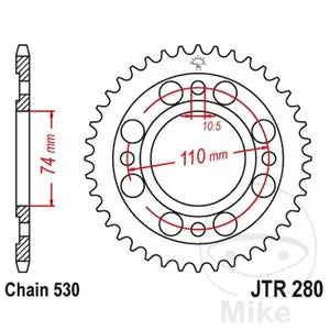 Kettenrad hinten Stahl JT JTR280.33, 33 Zähne Teilung 530