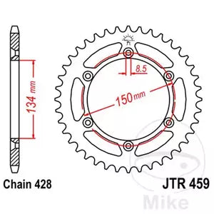 Kettenrad hinten Stahl JT JTR459.52, 52 Zähne Teilung 428