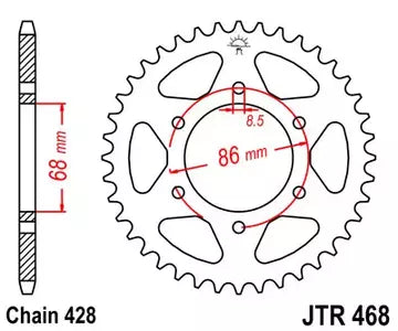 Kettenrad hinten Stahl JT JTR468.42, 42 Zähne Teilung 428