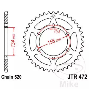 Kettenrad hinten Stahl JT JTR472.41, 41 Zähne Teilung 520