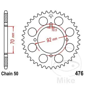 Kettenrad hinten Stahl JT JTR476.44, 44 Zähne Teilung 530