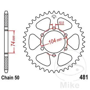 Kettenrad hinten Stahl JT JTR481.45, 45 Zähne Teilung 530