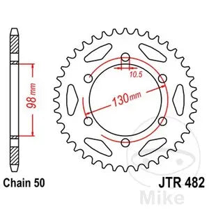 Kettenrad hinten Stahl JT JTR482.47, 47 Zähne Teilung 530