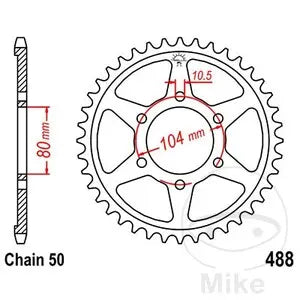 Kettenrad hinten Stahl JT JTR488.47, 47 Zähne Teilung 530
