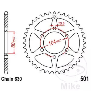 Kettenrad hinten Stahl JT JTR501.39, 39 Zähne Teilung 630