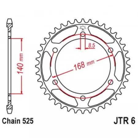 Kettenrad hinten Stahl JT JTR6.42ZBK, 42 Zähne Teilung 525 schwarz