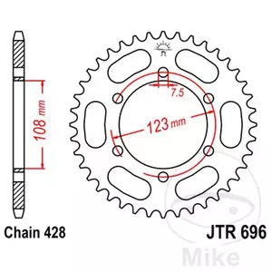 Kettenrad hinten Stahl JT JTR696.43, 43 Zähne Teilung 428