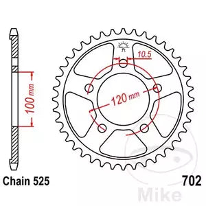 Kettenrad hinten Stahl JT JTR702.46, 46 Zähne Teilung 525